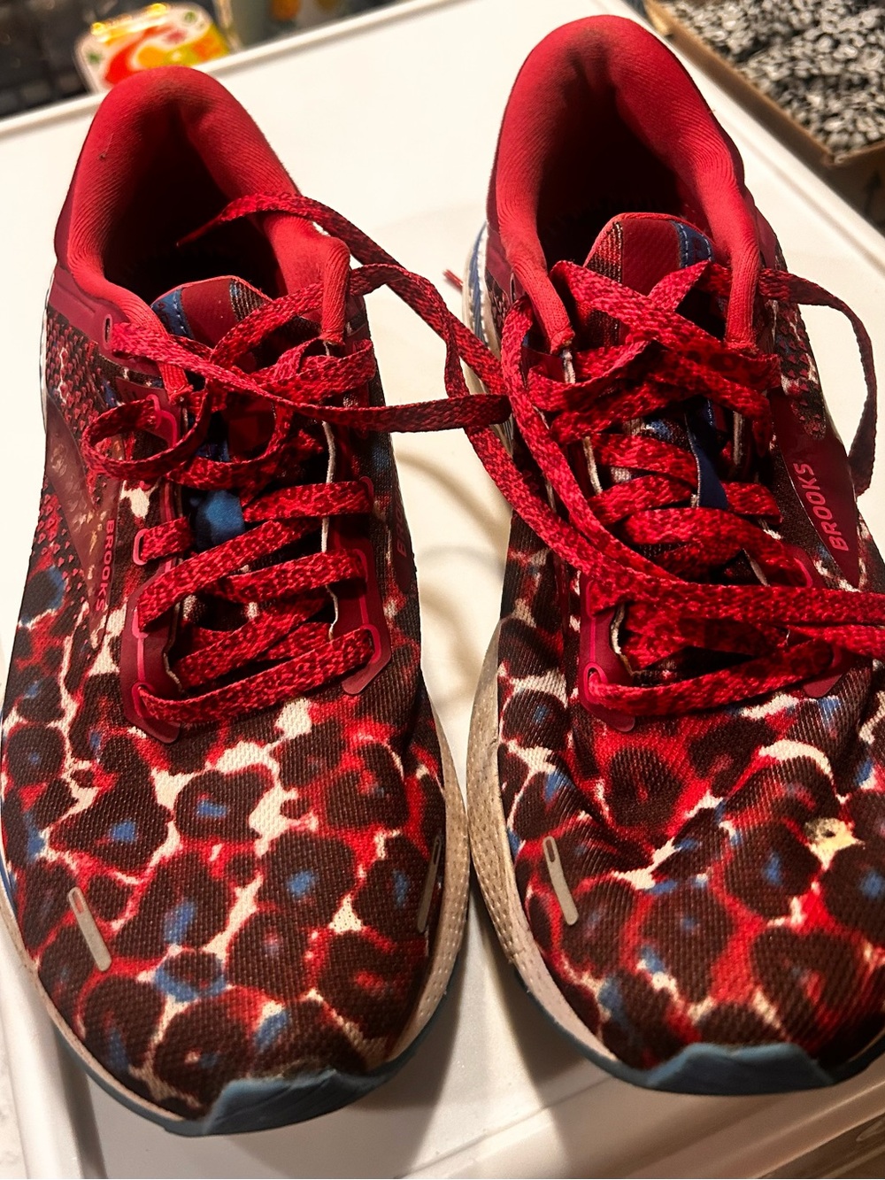 Brooks Womens multi colored Leopard-Print Running Sneakers
